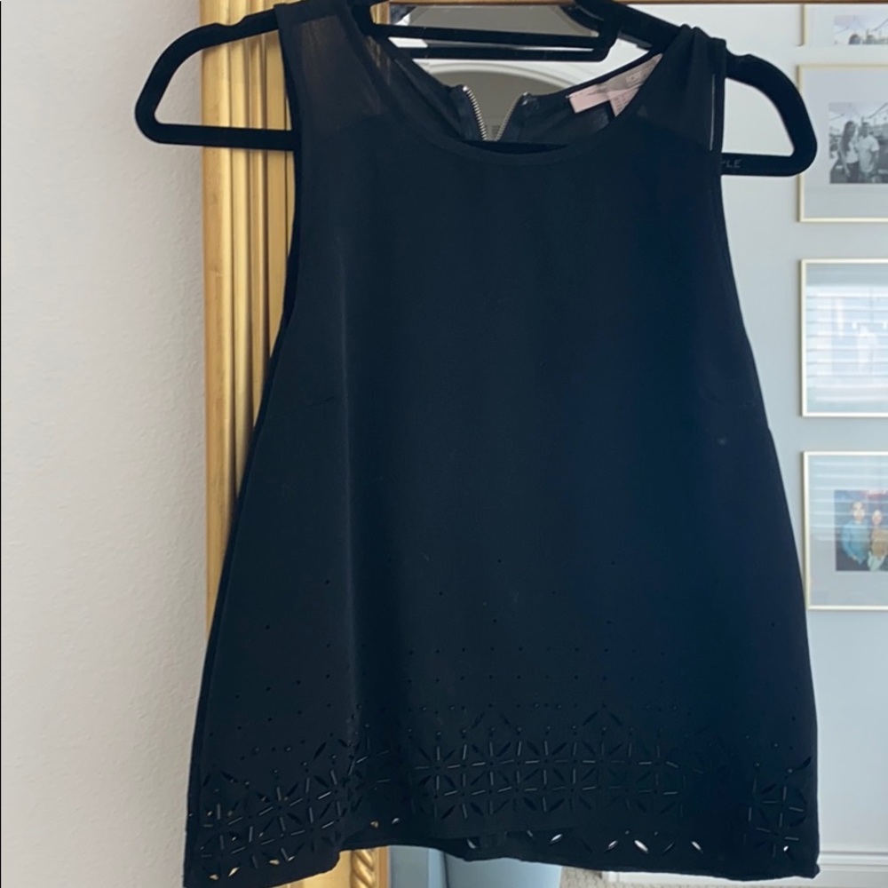 Forever 21 Black Top with Lasercut & Beaded Design